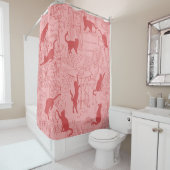 Roze rode, Franse kat Paris, afe Showgordijn Douchegordijn (In situ)