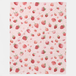 Roze Rode Fruit Aardbeien Fleece Deken