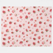 Roze Rode Fruit Aardbeien Fleece Deken (Voorkant (Horizontaal))