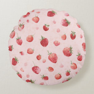 Roze Rode Fruit Aardbeien Rond Kussen