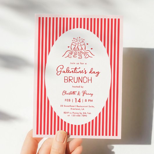 Roze Rode Galentine's Feest Uitnodiging