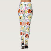 Roze, rode, gele bloemen, dames leggings (Achterkant)