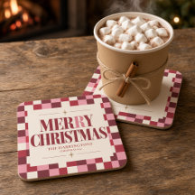 Roze & Rode Geruite Prettig Kerstfeest