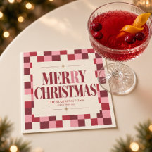 Roze & Rode Geruite Prettig Kerstfeest