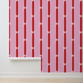 Roze Rode Gestreepte Strik FunHaus Circus Behang