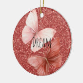 Roze Rode Glitter Vlinders Kerstmis Keramisch Ornament (Links)