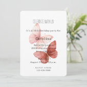 Roze Rode Glitter Vlinders Verjaardag Kaart (Staand voorkant)