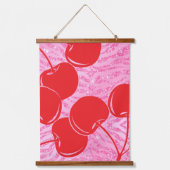 Roze Rode Glitter Zebro Kersen Hangend Wandkleed (Voorkant)
