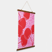 Roze Rode Glitter Zebro Kersen Hangend Wandkleed (Gebogen)