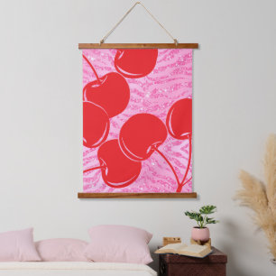 Roze Rode Glitter Zebro Kersen Hangend Wandkleed