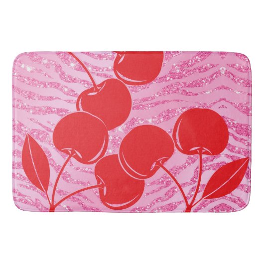 Roze Rode Glitter Zebroer Pruimen Badmat (Voorkant)