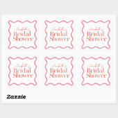 Roze & Rode Golfachtige Bruiloftsbadge Vierkante Sticker (Vel)