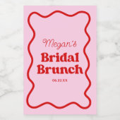 Roze Rode Golfachtige Rand Bruidsdiner Brunch Mini Wijn Etiket (Enkel label)