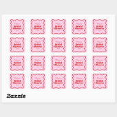 Roze Rode Golfachtige Rand Bruidsdouche Vierkante Sticker (Vel)