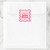 Roze Rode Golfachtige Rand Bruidsdouche Vierkante Sticker (Tas)
