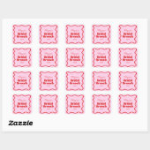 Roze Rode Golfachtige Rand Bruidsfeest Brunch Vierkante Sticker (Vel)