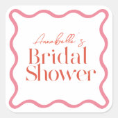 Roze & Rode Golfkleur Frame Trendy Bruidsmeisjesfe Vierkante Sticker (Voorkant)