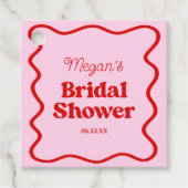 Roze Rode Golflijn Bruiloftsdouche Bedankjes Labels (Voorkant)