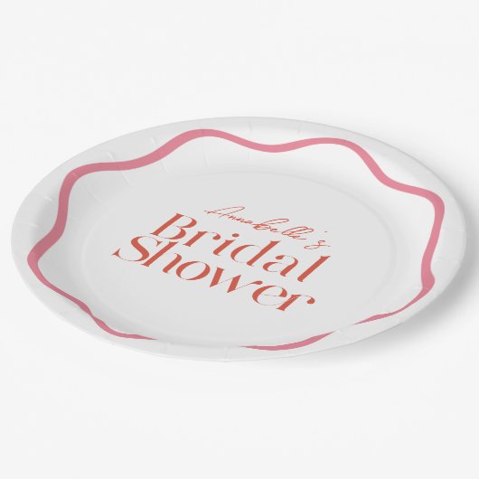 Roze & Rode Golfplaat Bruiloft Papieren Bordje (Gekanteld)