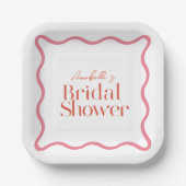 Roze & Rode Golfplaat Bruiloftsshower Papieren Bordje (Voorkant)