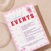 Roze Rode Golvende Ibiza Hen Weekend Party Uitnodi Kaart