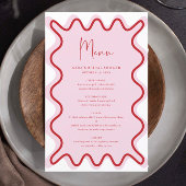 Roze Rode golvende rand menukaart