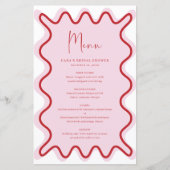 Roze Rode golvende rand menukaart (Voorkant)