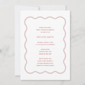 Roze Rode golvende rand Moderne Retro Bridal Lunch Kaart (Voorkant)