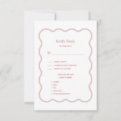 Roze Rode golvende rand moderne retro bruiloft RSVP Kaartje (Voorkant)