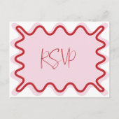 Roze Rode golvende rand RSVP-Briefkaart Briefkaart (Voorkant)