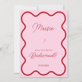 Roze rode golvende zal je mijn bruidsmeisje aanzoe kaart
