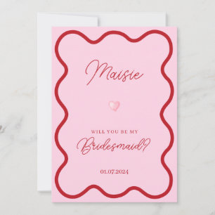 Roze rode golvende zal je mijn bruidsmeisje aanzoe kaart