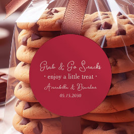 Roze Rode Grab & Go Huwelijkssnack Ronde Sticker