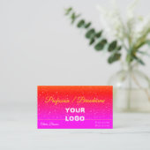 Roze rode gradiënt Glitter Sprinkles Logo Visitekaartje (Staand voorkant)