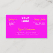 Roze rode gradiënt Glitter Sprinkles Logo Visitekaartje (Achterkant)