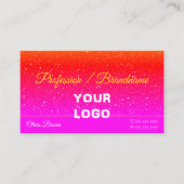 Roze rode gradiënt Glitter Sprinkles Logo Visitekaartje (Voorkant)