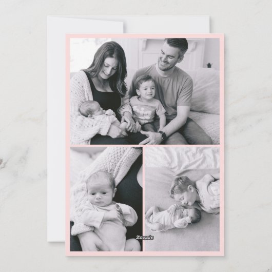 Roze & Rode Grandmillennial Baby's 1e Kerstmis Feestdagenkaart (Achterkant)