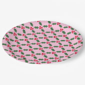 Roze rode, groene kerst voor Holly Papieren Bordje (Gekanteld)