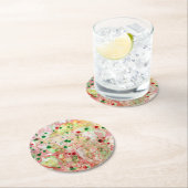 Roze, rode, groene marmer, Trendy Modern Ronde Kartonnen Onderzetter (Insitu)