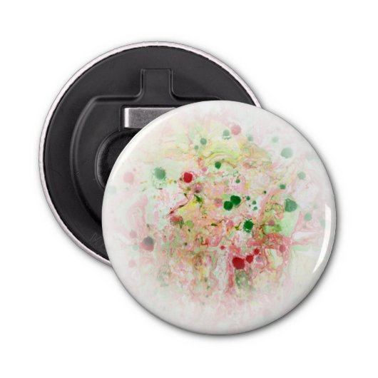 Roze rode, groene, moderne Abstracte Sjabloon Button Flesopener (Voorkant)