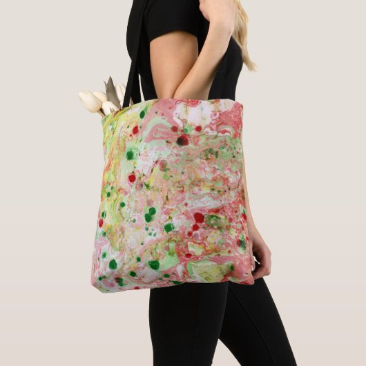 Roze rode, groene, moderne Abstracte Sjabloon Tote Bag (Dichtbij)