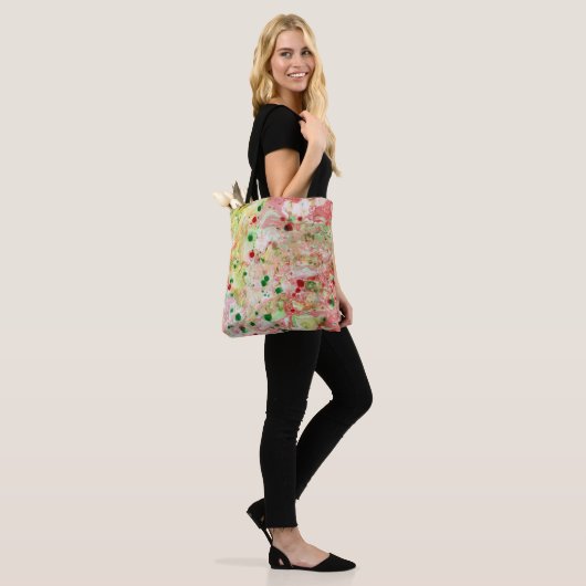 Roze rode, groene, moderne Abstracte Sjabloon Tote Bag (Op model)