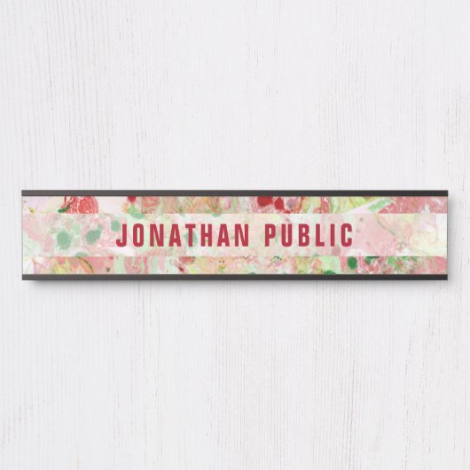 Roze rode, groene Paarse moderne Abstracte kunst Deurbordje (Voorkant)