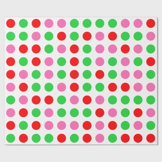 Roze rode groene polawdop kerstmis cadeaupapier (Vlak)