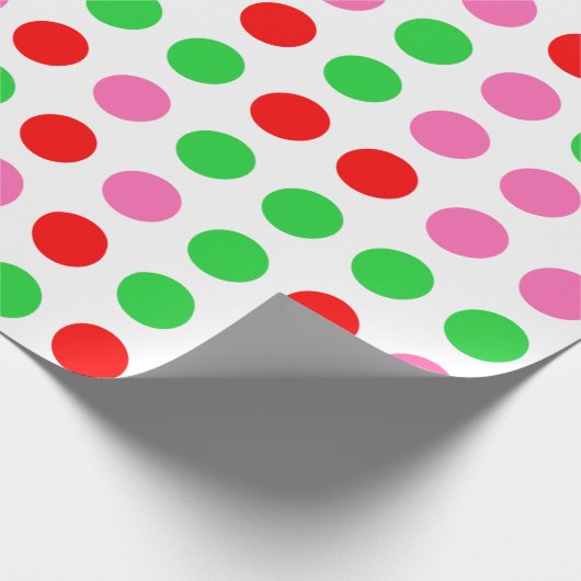 Roze rode groene polawdop kerstmis cadeaupapier (Hoek)