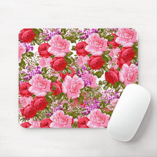  roze rode groene rozen bloemen muismat (Met muis)