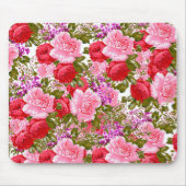  roze rode groene rozen bloemen muismat (Voorkant)