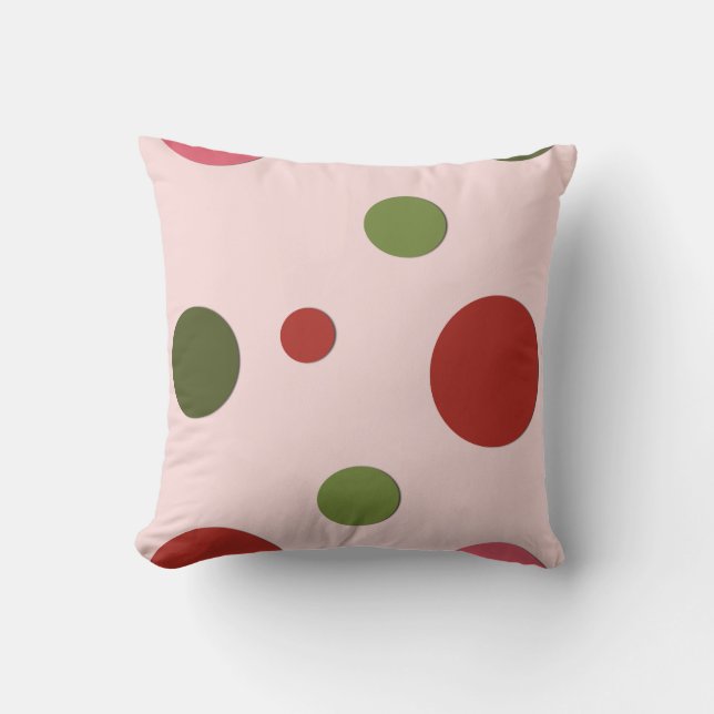 Roze rode groene stippen kussen (Voorkant)