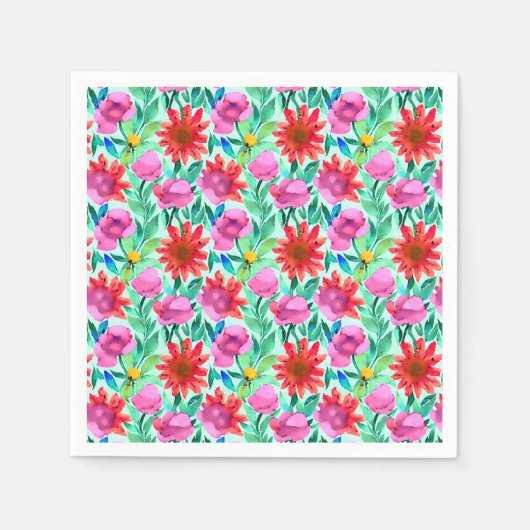 Roze, rode, groene Waterverf Servet (Voorkant)