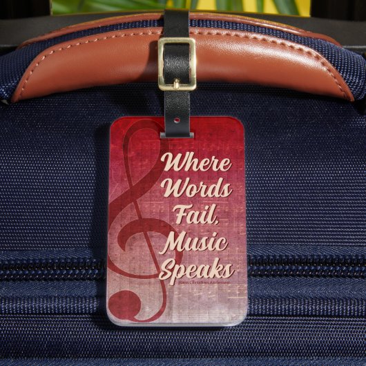 Roze Rode  Grunge Kleef Symbool Muziekblad Bagagelabel (Voorkant Insitu 2)